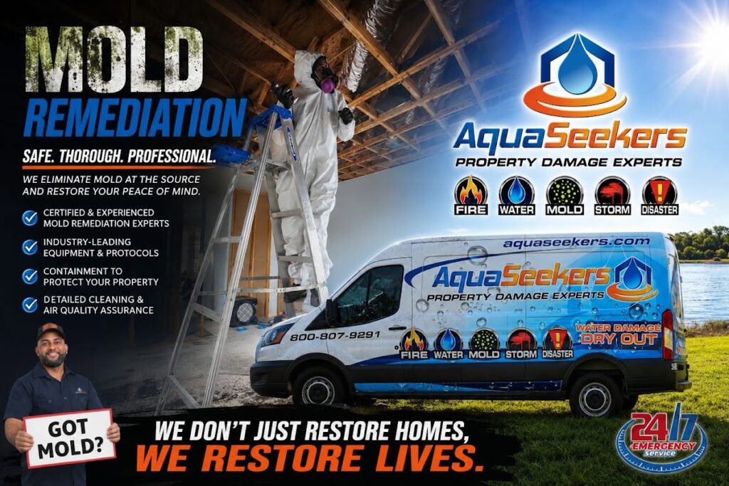 AquaSeekers LLC Water Damage Mold Removal Leak Detection Mold Testing & Fire Damage