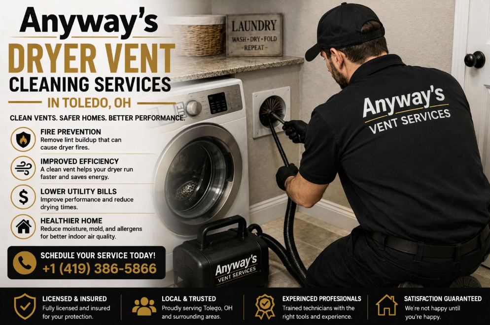 Anyway’s Mold Dryer Vent Cleaning Services Toledo, O H